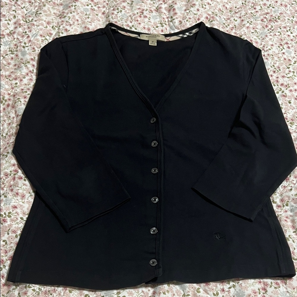 Burberry Black V-Neck Button Front Cardigan